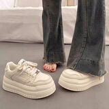ZCVRR松糕厚底小白鞋女2025秋季冬款板鞋百搭时尚休闲女鞋学生运动鞋子 米白色 36 (230mm)