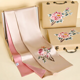 杭丝路苏绣丝巾真丝女桑蚕丝围巾外搭披肩送妈妈生日高档实用礼物牡丹粉