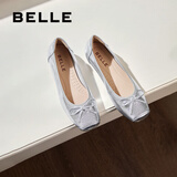 百丽（Belle）芭蕾风晚晚平底单鞋女商场同款牛皮玛丽珍鞋B3W1DAQ6预售 银色  （软糯羊皮，质感光泽） 37 (235mm)
