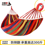 北极狼户外露营休闲秋千加厚加宽帆布吊床弯木防侧翻红色双人月牙吊床