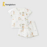 童泰（TONGTAI）宝宝短袖套装夏季纯棉婴儿上衣儿童内衣男女童短裤提花橘色90cm