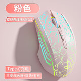 剑圣一族无线蓝牙鼠标游戏鼠标电竞鼠标电量显示无线RGB/2.4G/蓝牙三模连接竞技FPS吃鸡宏cf送男友礼物M800 究极版7键-三模-2400DPI-RGB灯-裂纹粉
