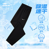 鸿星尔克运动裤男秋冬季新款加绒休闲针织束口长裤九分裤男士裤子卫裤男裤 正黑-2017-梭织夏季轻薄款 XL