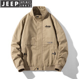 JEEP SPIRIT吉普夹克男春秋季外套男士立领上衣棒球服工装潮流成熟商务青年邮 2207卡其色 XL （135-145斤）
