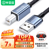 毕亚兹 打印机数据线 USB2.0AM/BM方口接头高速打印线 通用惠普HP佳能爱普生打印机连接线 0.5米