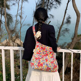 南木熊包包女包碎花帆布包2026春夏新款韩系小众单肩包斜挎包大容量 碎花包