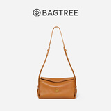 BAGTREE【明星同款】包包树奶盒包植鞣牛皮新款轻奢品牌单肩斜挎Hobo女包 焦糖色-小号【双磁吸款】 高级小众