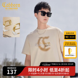 卡宾男装 【凉感】索罗那晕染印花T恤秋潮流肌理LOGO短袖街头休闲A 亚麻色05 2XL /185/54