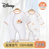 迪士尼婴儿衣服新生儿夏季薄款连体衣爬爬服纯棉满月宝宝百天包屁睡衣