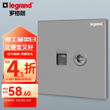 罗格朗（LEGRAND）开关插座电工电料逸景深砂银灰色86型面板墙面暗装电源插座 超五类网络+普通TV插座