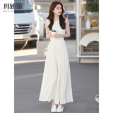 玛娇媚（Majiaomei）白色无袖背心连衣裙女夏季2026年新款轻奢精致感收腰气质裙子女 白色连衣裙 S