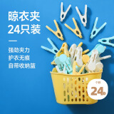 LYNN晾衣夹 塑料衣夹子晾袜子夹晒衣夹床单防风夹内衣晾衣夹24夹