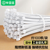 毕亚兹 自锁式尼龙扎带小号2.5*100mm 电脑主机装机 园艺 理线束线捆扎绑 白色扎带固定器收紧器 100根