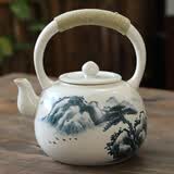 唯古 苏打釉陶壶煮茶壶电陶炉煮茶器家用简约提梁烧水壶单壶大容量 静心壶（手绘山水）1200ml