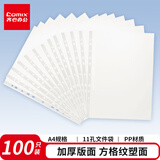 齐心（COMIX）100个装11孔加厚透明文件袋A4插页文件快递袋活页文件档案资料袋替芯办公财务票据收纳学生 EH1006