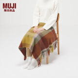 无印良品（MUJI） 羊毛编织 能护膝的大号披肩 围巾围脖冬季保暖 砖红色格纹 60×180cm