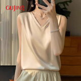 古今（GUJIN）双v领高级冰丝吊带女内搭西装打底背心仿真丝缎面打底衫春