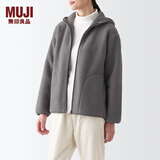 无印良品 MUJI 女式 长毛抓绒连帽衫 BBJ21A2A 柔软外套短款外套 中灰色 M