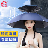 熊火钓鱼伞77cm单层头戴伞帽黑胶户外遮阳防晒防雨头戴式采茶环卫帽伞