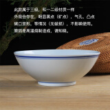 LICHEN景德镇传统老式手工青花蓝边大碗大饭碗面碗微波炉可用白瓷釉下彩 8英寸三级品