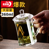 青苹果（QINGPINGGUO）加厚耐热玻璃茶杯带盖茶饮杯盖杯带把杯子办公家用喝水杯泡茶杯 品质泡茶杯【带盖】- 360ml 1只