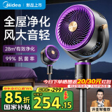 美的（Midea）电风扇暴风循环扇驱蚊抗菌落地扇家用大风力轻音空气净化扇A 艾紫【净化滤网款】双重抗菌+智能语音+10米送风