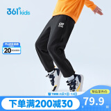 361°童装 儿童裤子春季男女童3-14岁针织长裤 【加绒】经典黑 170