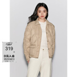 太平鸟女装羽绒服轻薄多巴胺无胆衬衫羽绒休闲外套短款 棕色 L