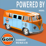 萌趣多恐龙车弹射车大众甲壳虫合金车小汽车模型仿真摆件儿童玩具车男孩 大众T1大巴士海湾版【礼盒装】
