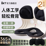 BKT护腰坐垫腰靠垫坐垫夏季凉垫沙发垫办公靠垫腰靠人体工学久坐不累 【双支】加大黑色（带坐垫套）