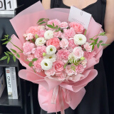 馨仪情人节鲜花速递玫瑰花康乃馨花束送长辈女友生日礼物全国同城配送 康乃馨粉玫瑰混搭花束
