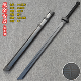 竹木制宝剑唐刃木刀带鞘汉剑拔刀剑训练习道具儿童玩具刀竹刀木剑 黑金古刀-黑直刃