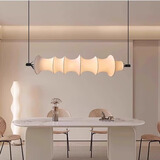 中古侘寂风餐厅吊灯日式吧台吊灯蚕丝竹节餐桌设计师长条装饰灯具 直径150CM-全光谱三色光