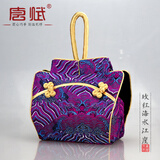 唐赋中国风特色礼品刺绣手提包旗袍钱包母亲节礼物送妈妈手拎包 海水江崖-玫红色