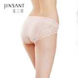 金三塔女式内裤女桑蚕丝真丝花边中腰无痕三角裤NZF7A204