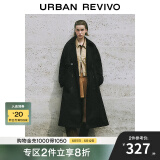 UR秋季新款女装摩登英伦风双排扣收腰系带风衣UWM140030 黑色 (偏宽松) L