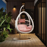 户外吊篮椅家用秋千鸟巢吊椅藤椅单双人摇椅室内吊床阳台懒人沙发 【单人可坐】简约白 送九件套