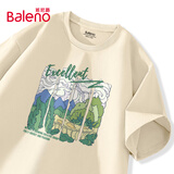 班尼路（Baleno）纯棉短袖男夏季休闲潮牌宽松油画风重磅t恤青少年个性百搭上衣