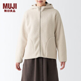无印良品 MUJI 女式 长毛抓绒连帽衫 BBJ21A2A 柔软外套短款外套 浅米色 M