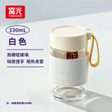 富光清然玻璃杯 高硼硅玻璃水杯子 女生便携牛奶咖啡刻度茶杯330ml