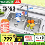 欧琳（OULIN）【国补立减15%】厨房水槽双槽304不锈钢洗菜盆双槽加厚洗碗槽双槽