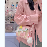 睿昂可爱学生出游包包女夏日多巴胺高颜值少女百搭斜挎小包轻便手机包 粉色小号 带两枚星星+吱吱熊挂件