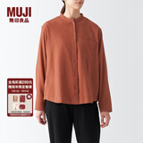无印良品（MUJI） 女式 法兰绒 立领衬衫长袖格子上衣秋季白衬衣纯棉全棉 BCB41C2A 深橙色 M