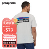 巴塔哥尼亚（Patagonia）男女情侣通勤短袖夏季P-6 Logo混纺棉休闲潮流户外透气T恤 38504 WHI（实物白里透蓝） L