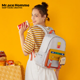 Mr.ace Homme 可爱双肩包女旅行背包百搭好看的高中学生书包ins 吃货系列
