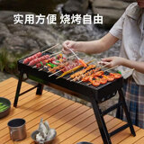 心楠烧烤炉家用烧烤架户外折叠便携式炉子室内烤肉架子网炭烤架 户外折叠烧烤架【白色碳槽】