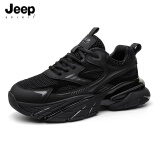 JEEP SPIRIT吉普男鞋网面老爹鞋男运动鞋男户外跑步休闲鞋男 0310A 石墨黑 43