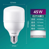 飞利浦LED灯泡大功率节能家用客厅卧室照明超亮全光谱小螺口球泡灯具 经济型【E27-45W白光6500k】