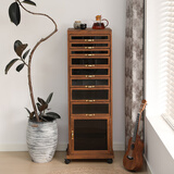 惠创遥实木牙科柜茶水置物架客厅茶具柜落地手串文玩收纳柜首饰置物柜 炭烧咖金把手大号加厚款40*35*12 单门