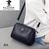 PLOVER包包女新款时尚百搭真皮单肩斜挎包牛皮手提链条包 黑色